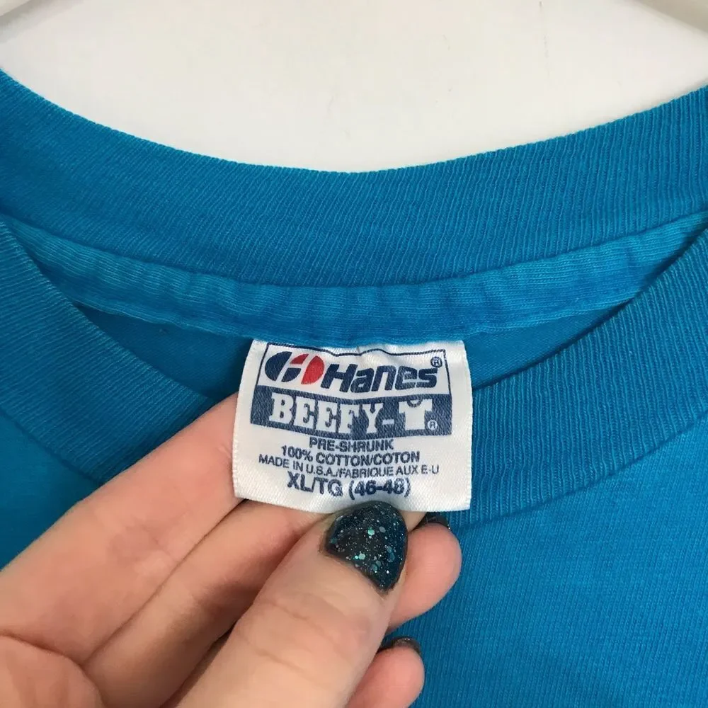 Vintage 90s Hanes Beefy XL Blue/Teal Tshirt Atlanta's City Beneath The Streets